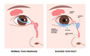 testing when pressing tear duct eye assessment|ophthalmology blocked tear duct test.